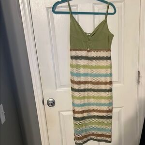 Cupshe Green and Blue Crotched Midi Dress